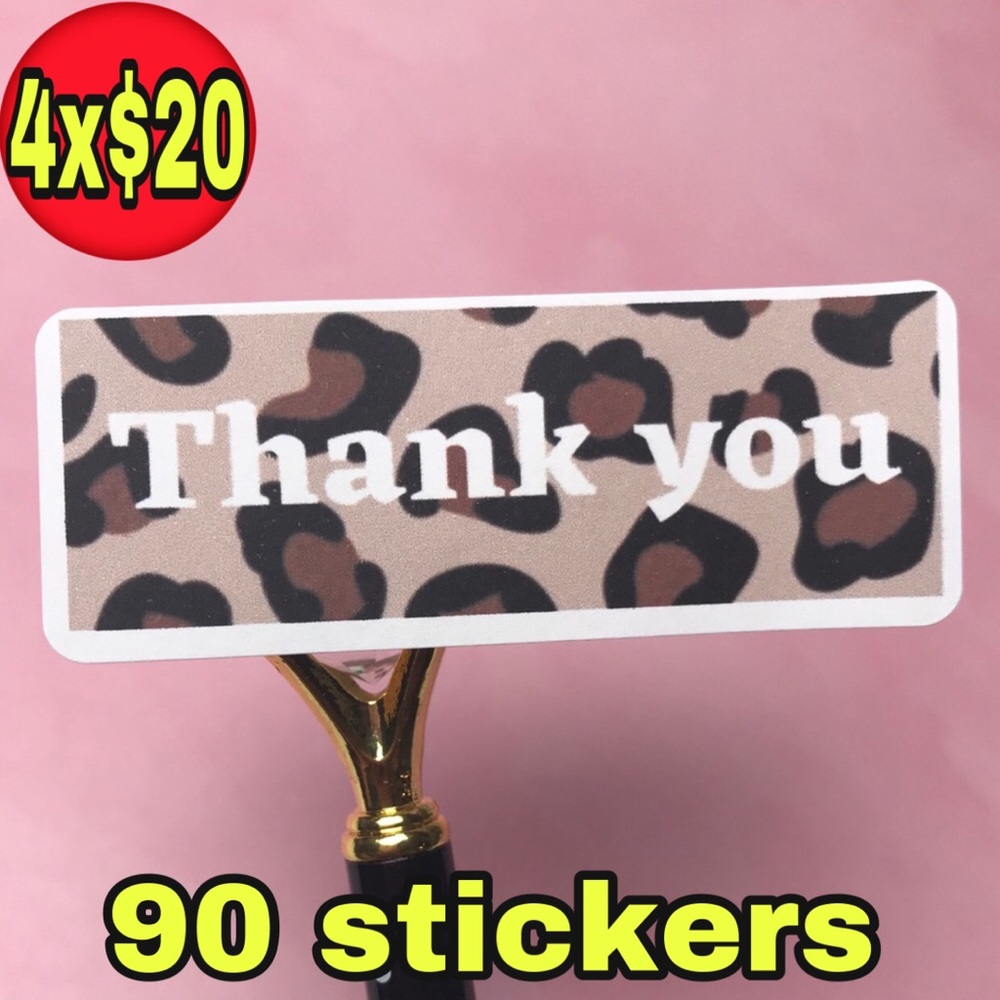 90ct cheetah animal print thank you stickers
